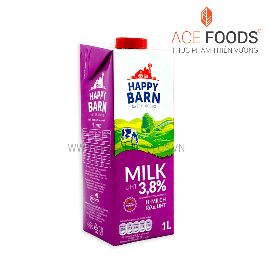 SỮA TƯƠI NGUYÊN KEM HAPPY BARN 3.8% 1L