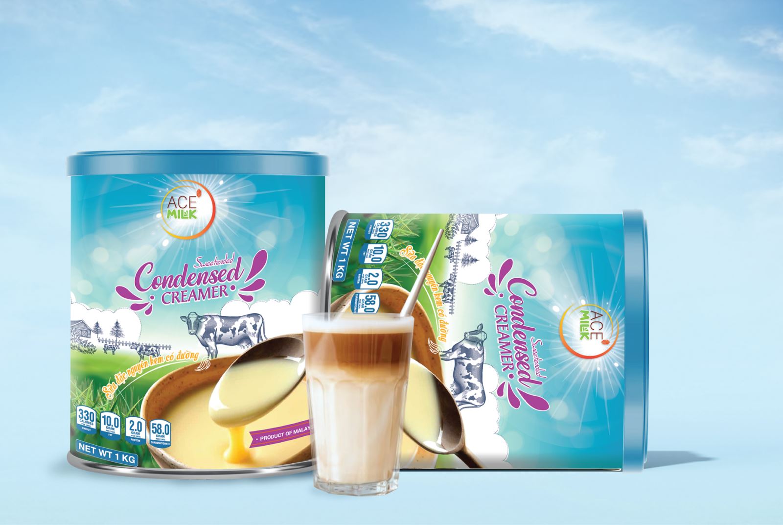 Sữa đặc nguyên kem có đường ACE MILK dùng trong pha chế