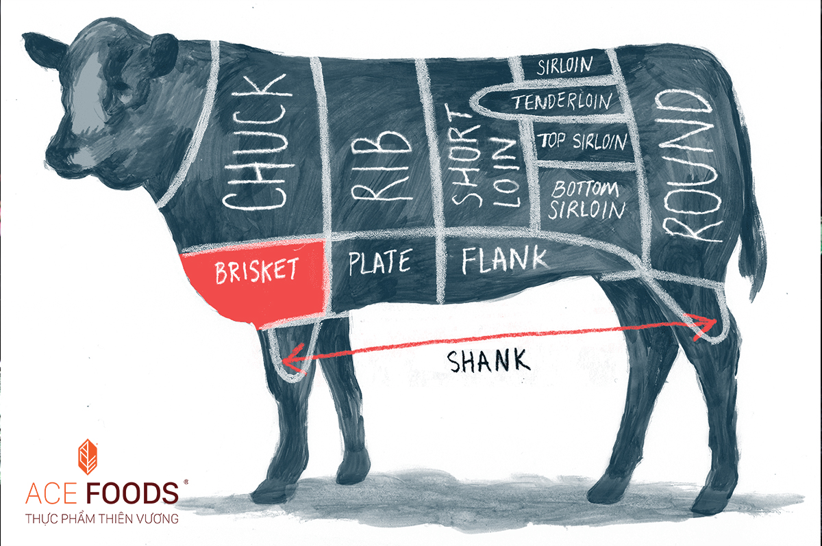 Sơ đồ minh họa vị trí Gầu bò Wagyu Mỹ